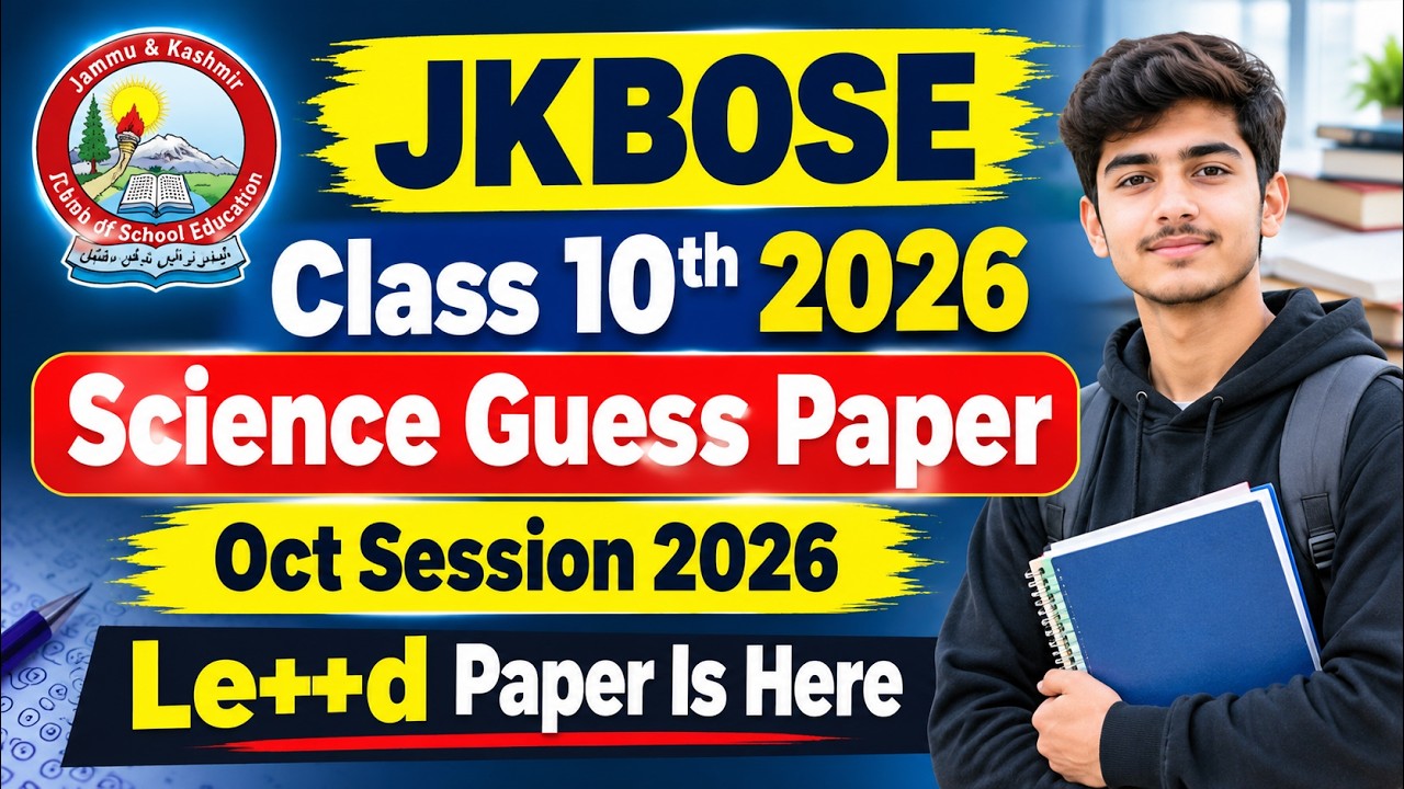 JKBOSE 10th Science Guess Paper 2026 | JKBOSE 10th Science Important Questions Oct Session 2026 