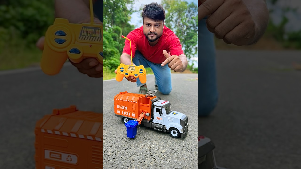 Friction Powered Remote Control Garbage Truck Unboxing😍