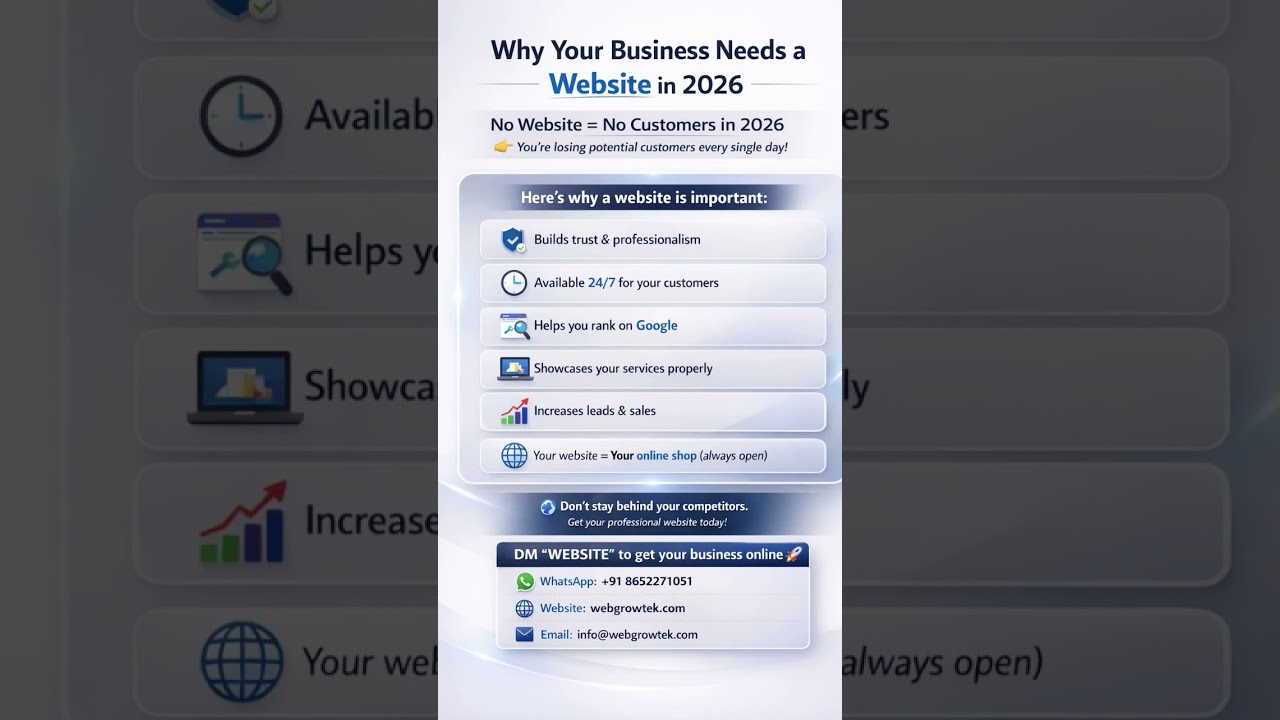 No Website? You’re Losing Customers Daily (2026 Reality) #webdevelopment  #webgrowtek #webdesigner