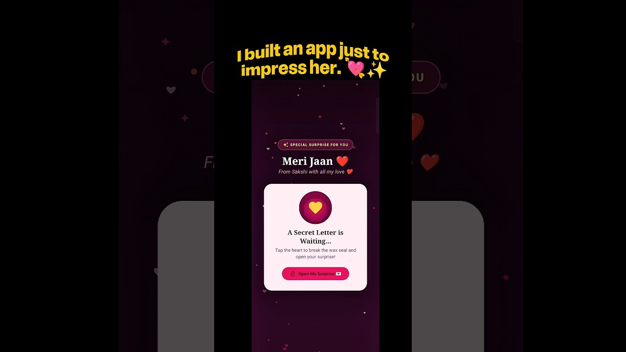 I Built an App Just to Impress Her 💘 | Romantic App Project ❤️ #Shorts @kodez_lo #appdesign