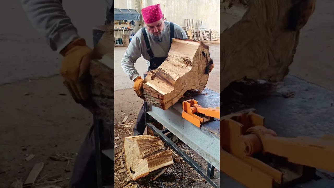 Splitting a Giant Log Like Nothing 😳 #shorts #skills #woodwork