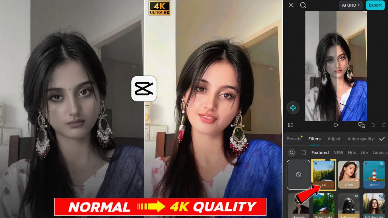 Video Ko 4k Ultra Hd Video Kaise Banaye | Video Ki Quality Kaise Badhaye | Capcut 4K Cc Editing 