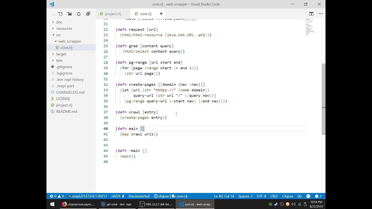 Web scrapping with clojure