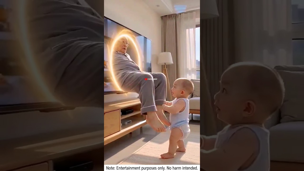 baby pulls grandpa out of tv 🤣 #funny #funnyvideo