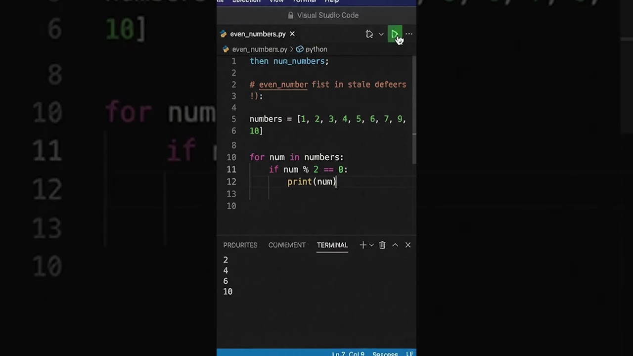 print even numbers from a list #coding #python #codenexus #dataanlysis #subscribe for #morelikes