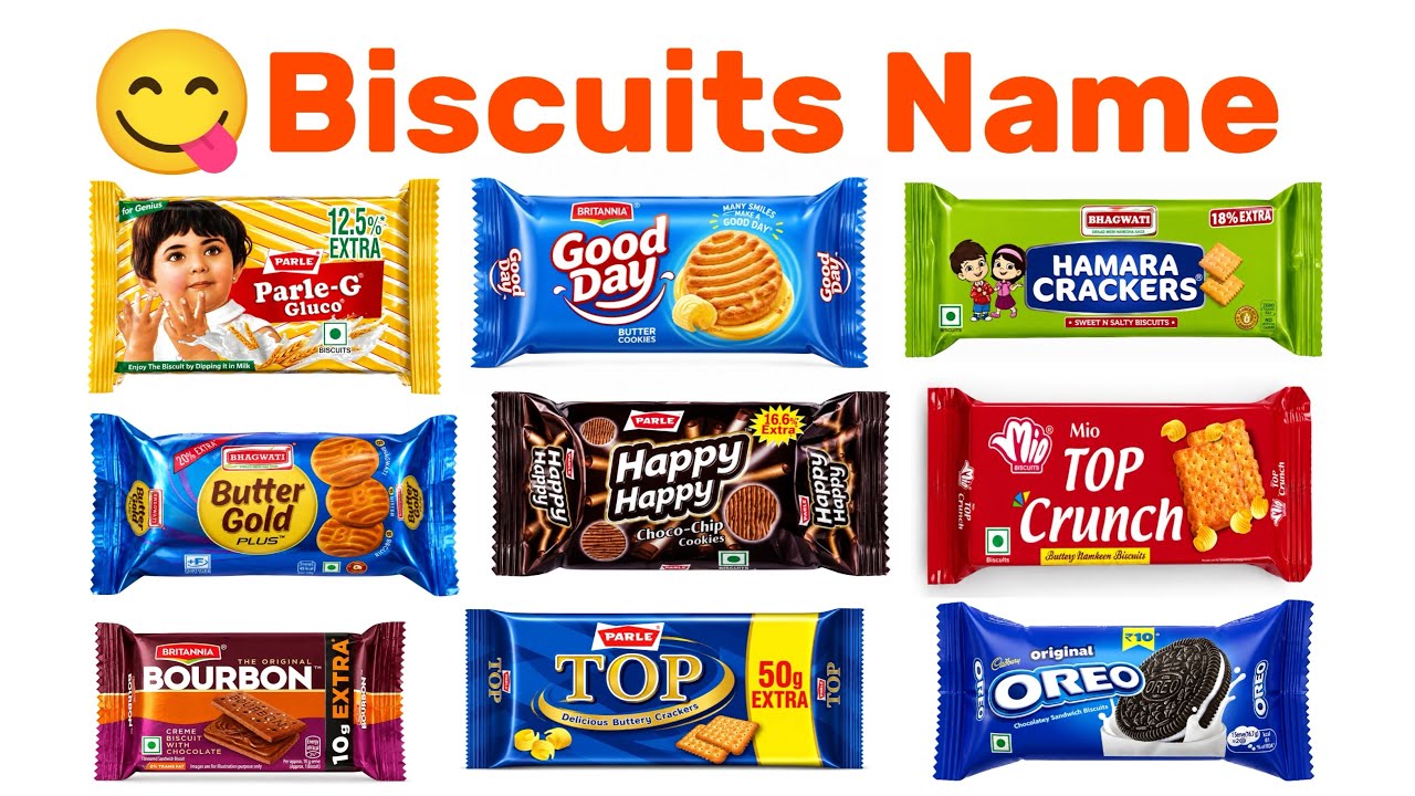 बिस्किट्स के नाम | Biscuits Names in English and Hindi | Kids Vocabulary | Biscuits Names for Kids