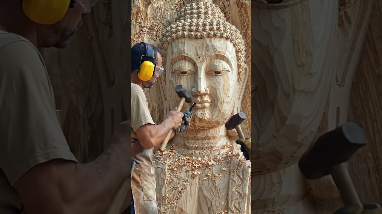Crafting a Peaceful Buddha Statue From Wood 🪵🙏 | Amazing Wood Carving Art #woodscraft #classicwood