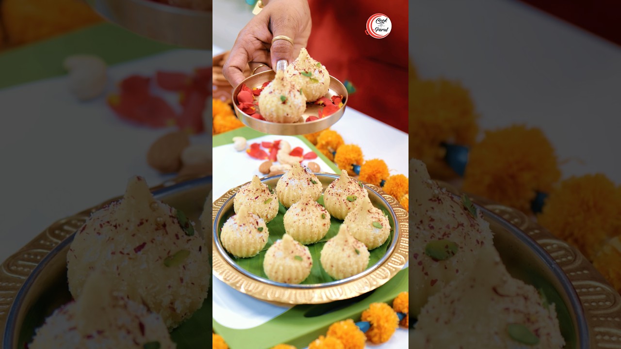 MODAK RECIPE | न भूनना न गैस जलना 5min में 3चीज़ो से बप्पा के प्रिये MODAK | GANESH CHATURTHI #shorts