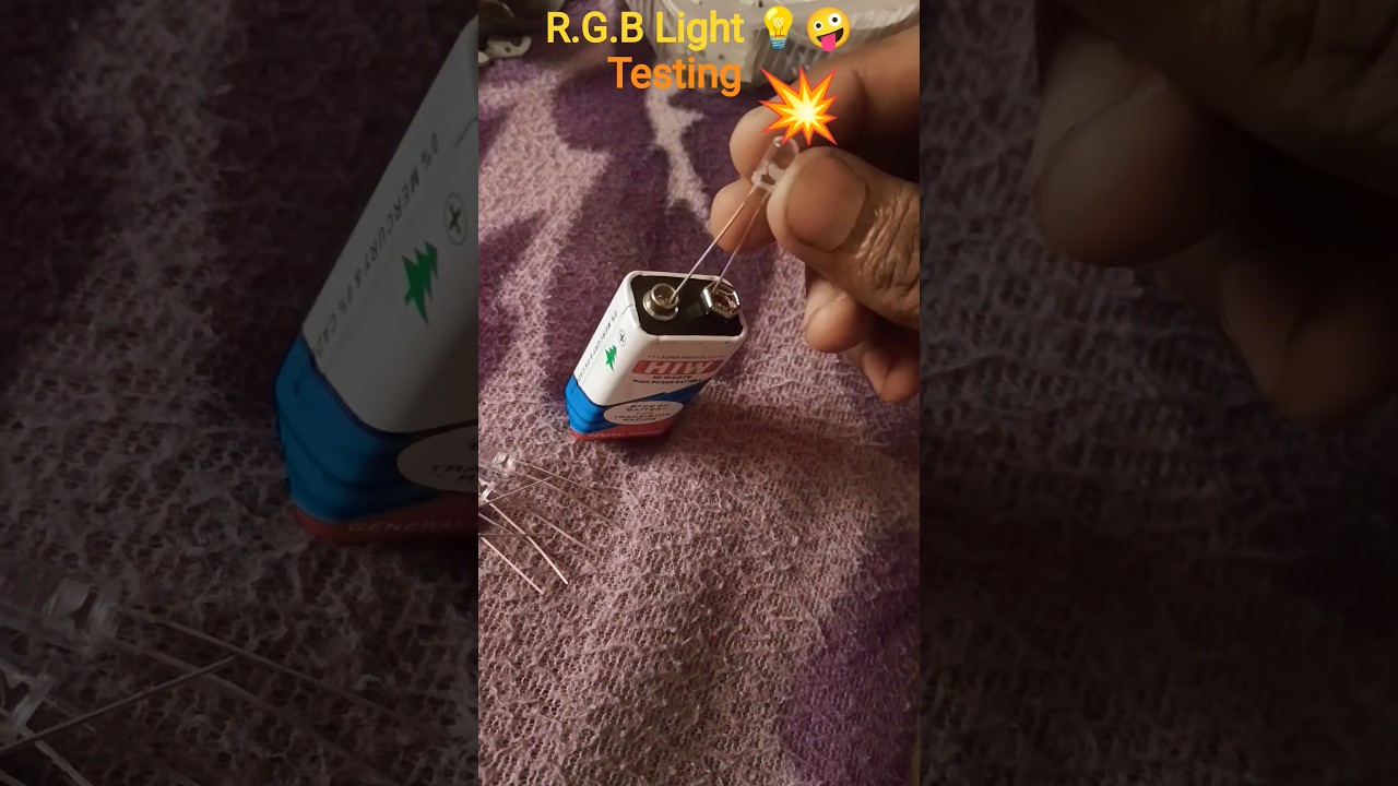 RGB LED Testing with 💥🤪 9V HW Battery #shorts #electronics