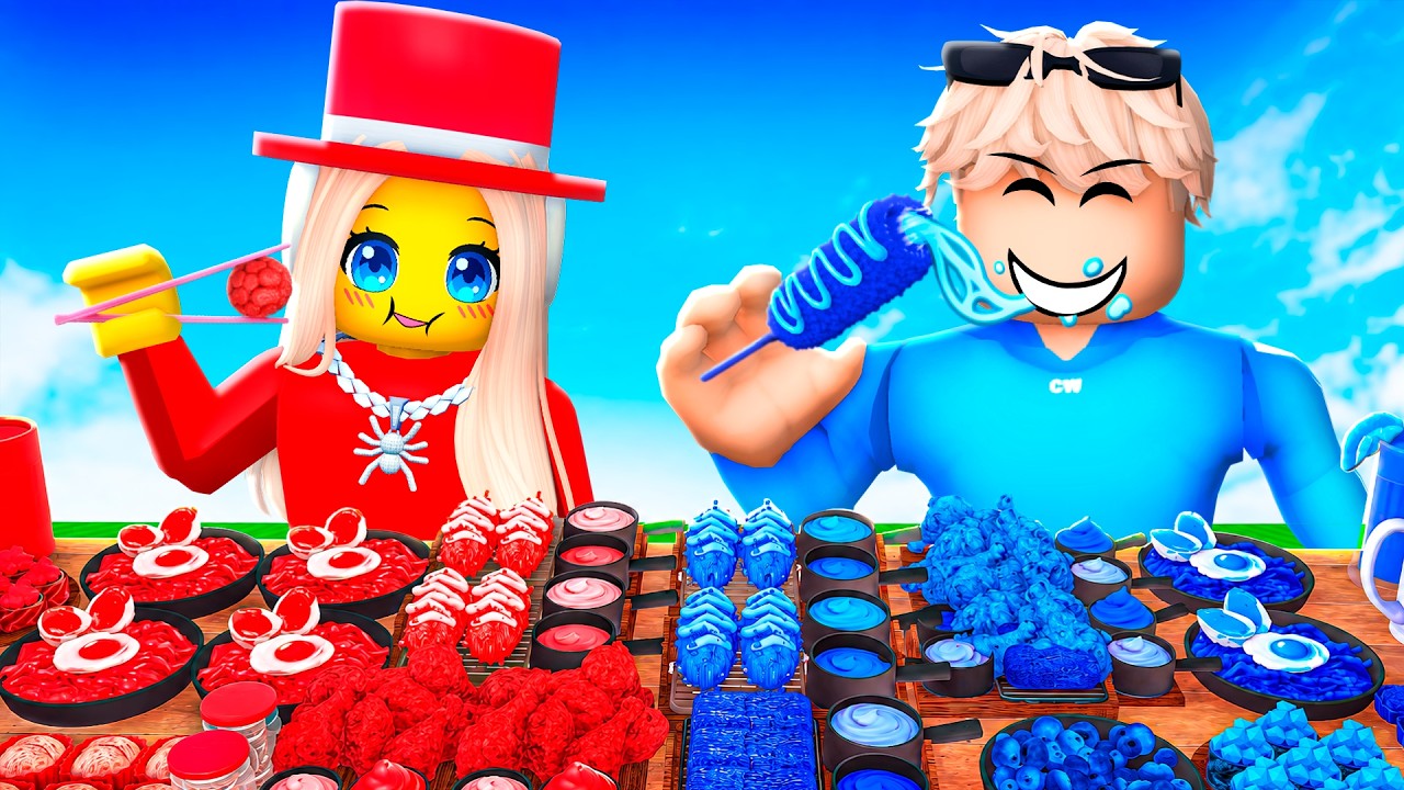 ROTES ESSEN gegen BLAUES ESSEN! 🍎💙 (Roblox Mukbang)
