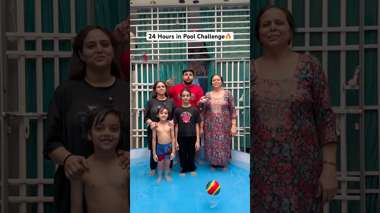24 Hours in Pool Challenge🔥#foodvlog #familyvlog #minivlog #swimmingpool #poolparty