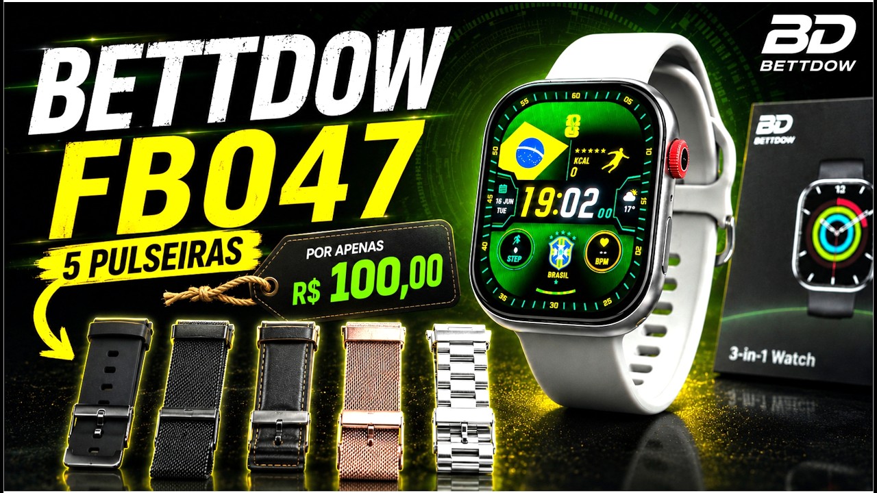NOVO Smartwatch FB047 com 5 PULSEIRAS + STRAVA por R$100,00?