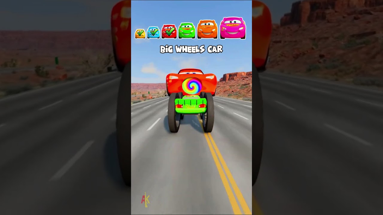 Big & Small Cars vs McQueen Portal! 🤯 #shorts #beamngdrive