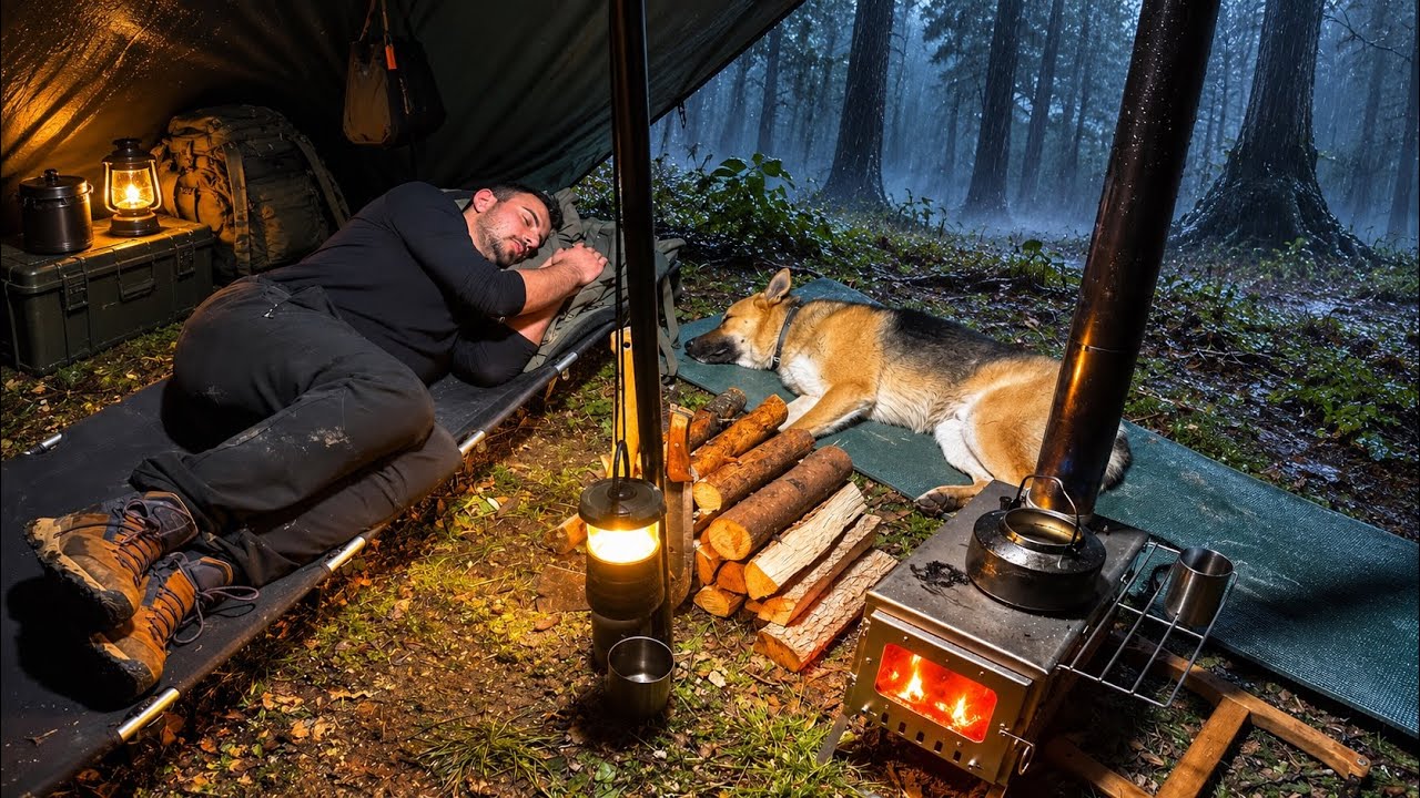 My Craziest Camps with My Dog in Heavy Rain! – 5 Different Camps in Heavy Rain and Thunderstorms