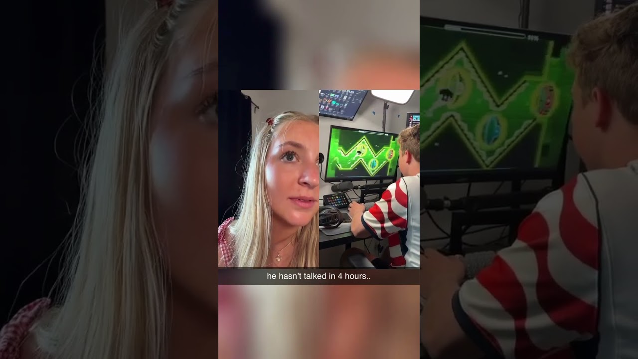 Playing geometry dash with my girlfriend
