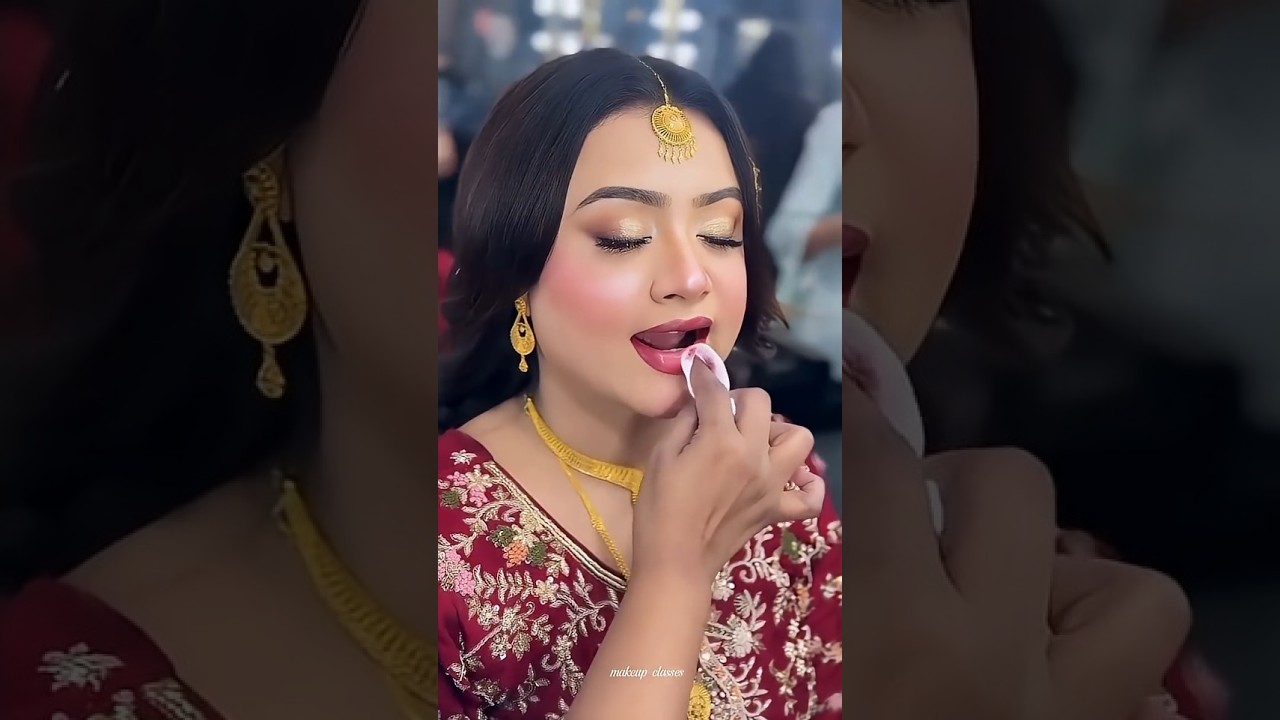 Red or Nude Lips? 👄#makeup #bridalmup #makeuptutorial