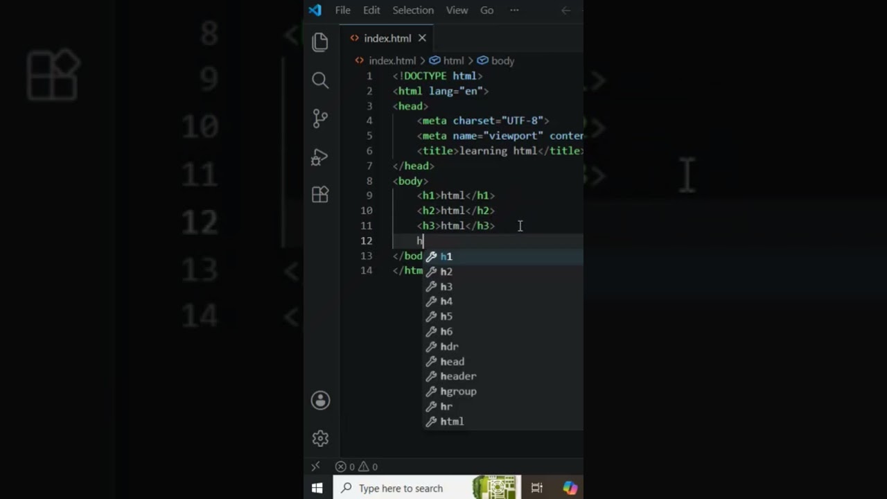 HTML Heading Tags (H1-H6) #html