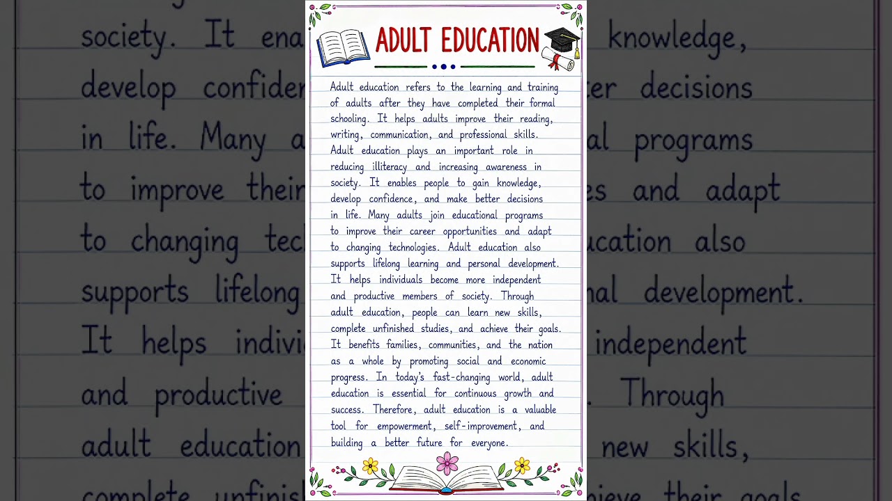 Adult Education Essay in English | 150 Words