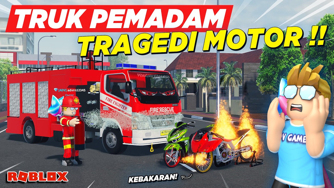 PATROLI TRUK PEMADAM KEBAKARAN VIRAL SELAMATKAN MOTOR DRAG KEBAKARAN !! ROLEPLAY RDID - Roblox