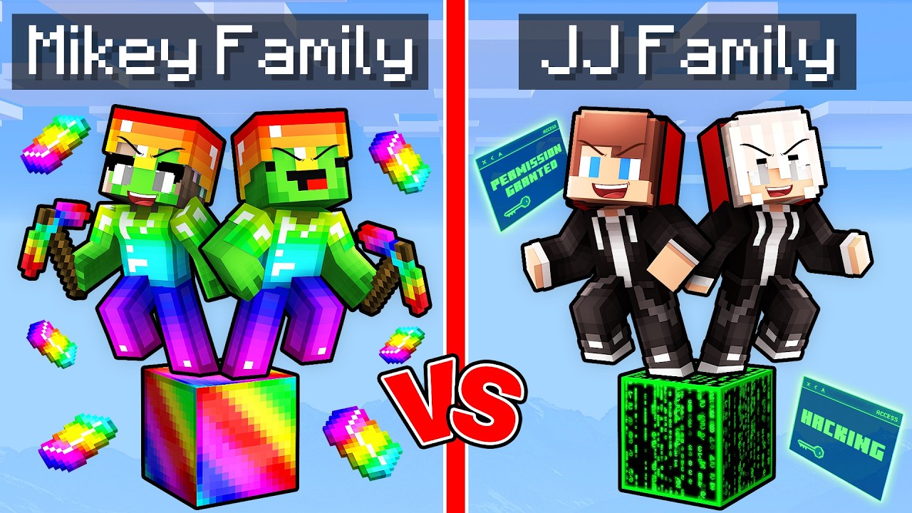 Mikey Family OP vs JJ Family HACKER One Block (Minecraft Maizen)