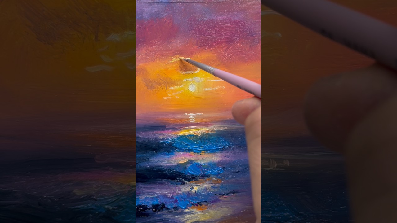Морской пейзаж за 15 минут #art #искусство #живопись #искусствовмассы
