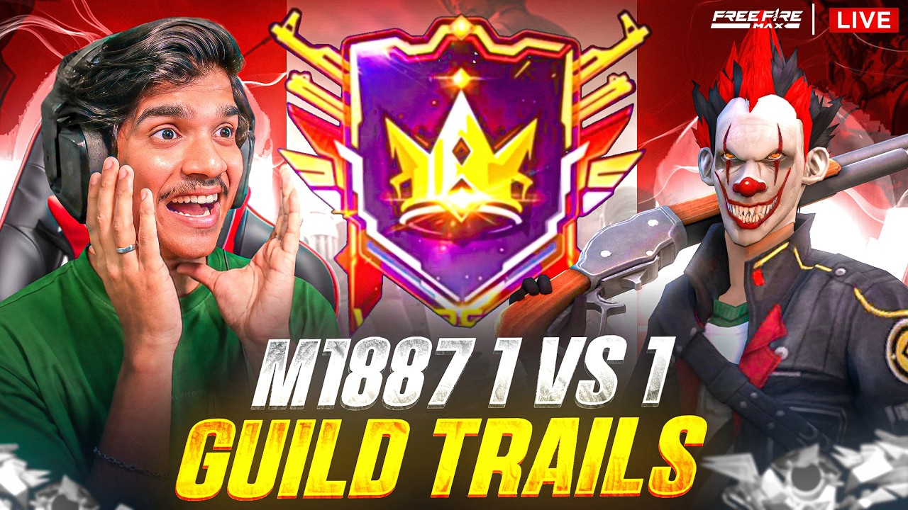 💀 ONLY M1887 😱  GUILD TRAILS | Giveaways & Fun-Rooms🎁 | 1 v 1🔥| FREE FIRE IN TELUGU #dfg #freefire