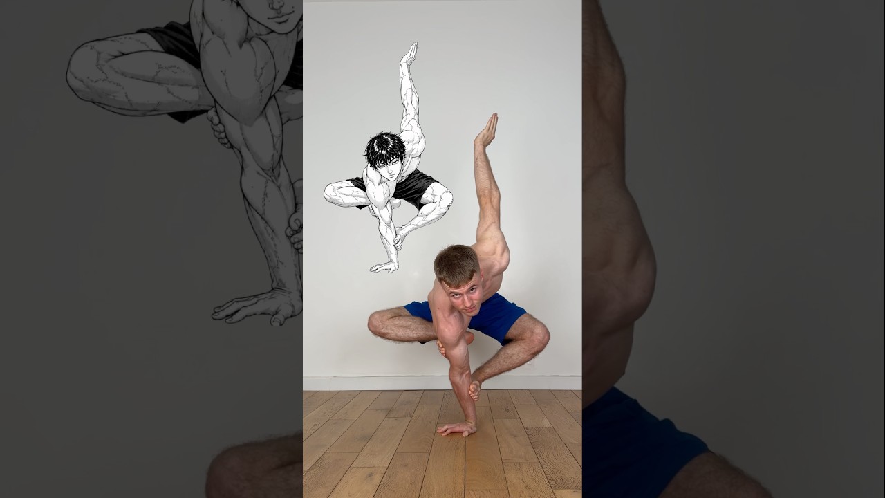 This Baki pose feels so satisfying to hold 😊 #bakipose #anime #manga #mobility #yogachallenge #gym