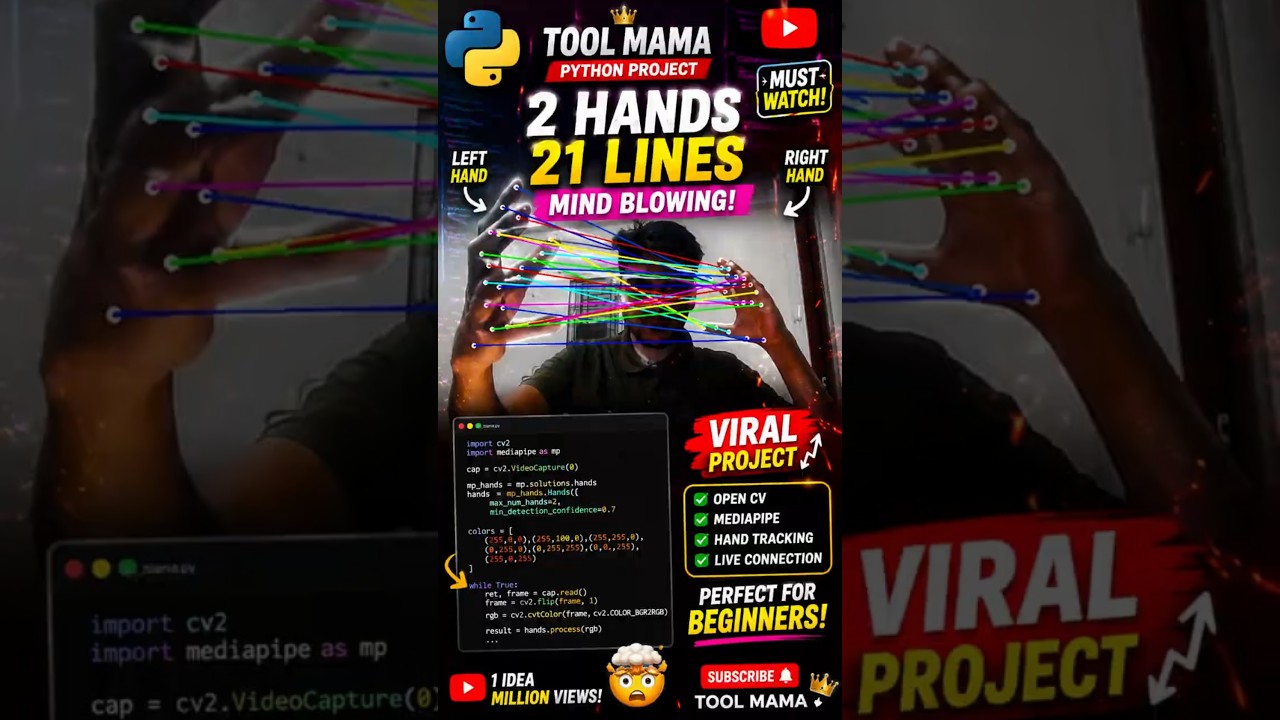 Mind Blowing Python Project I Connected My Hands with Rainbow🌈 #shorts #python