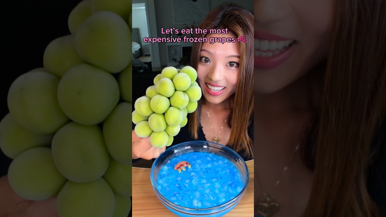 Let’s eat the most expensive frozen grapes… #food #eating #mukbang #fruit