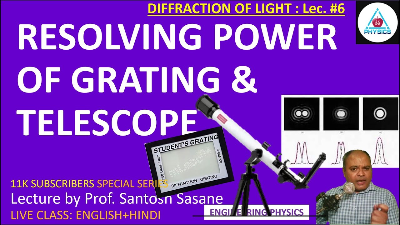 Resolving power of telescope and diffraction grating, numericals, Diffraction Lec #6