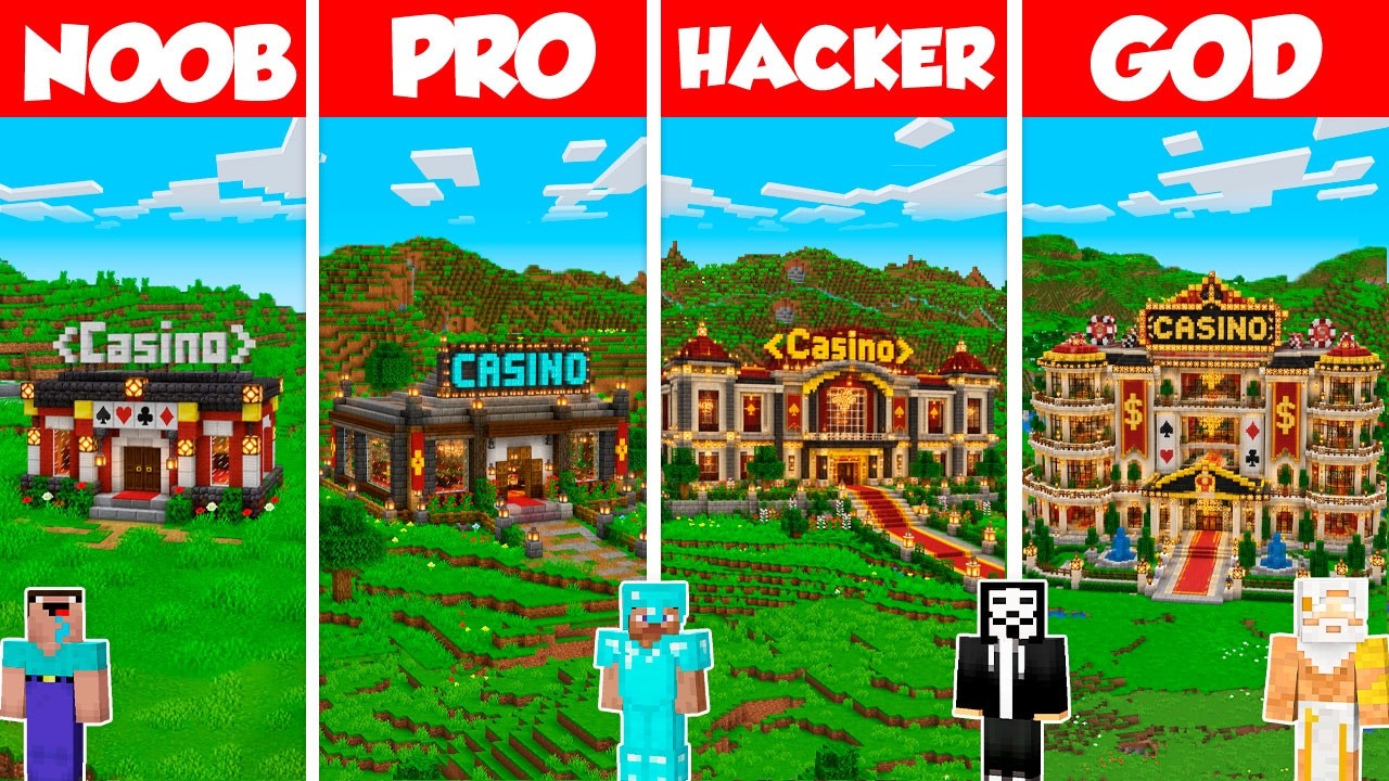 Casino Build Battle Challenge - Noob vs Pro vs Hacker vs God - Minecraft Animation