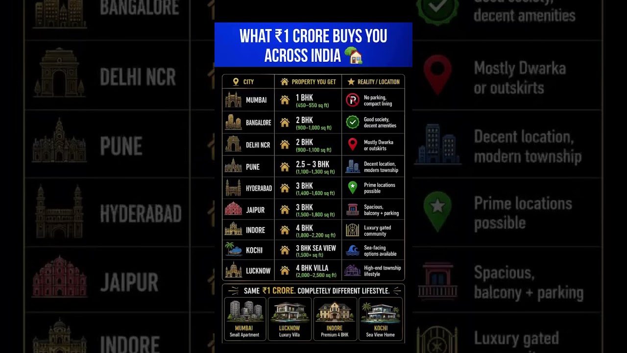 What ₹1 Crore buys you across India, Shocking reality 😨