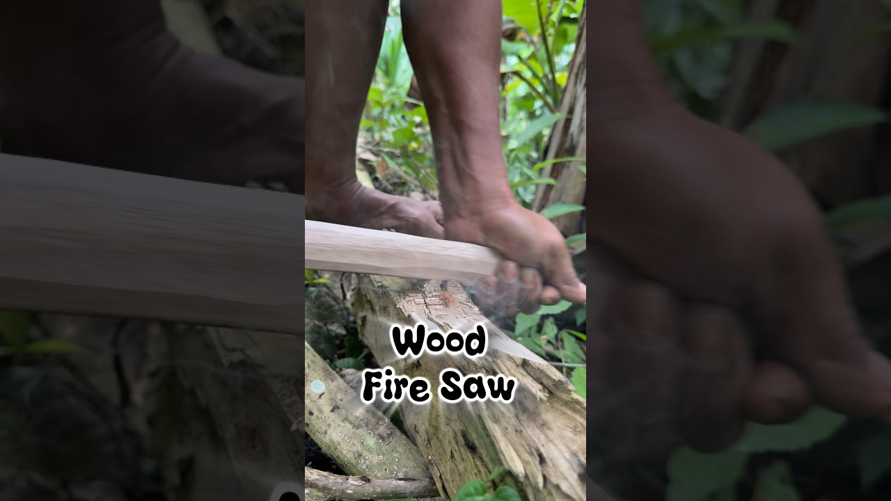 Jungle crafts, wood fire saw #primitivefirelighting #bushcraft