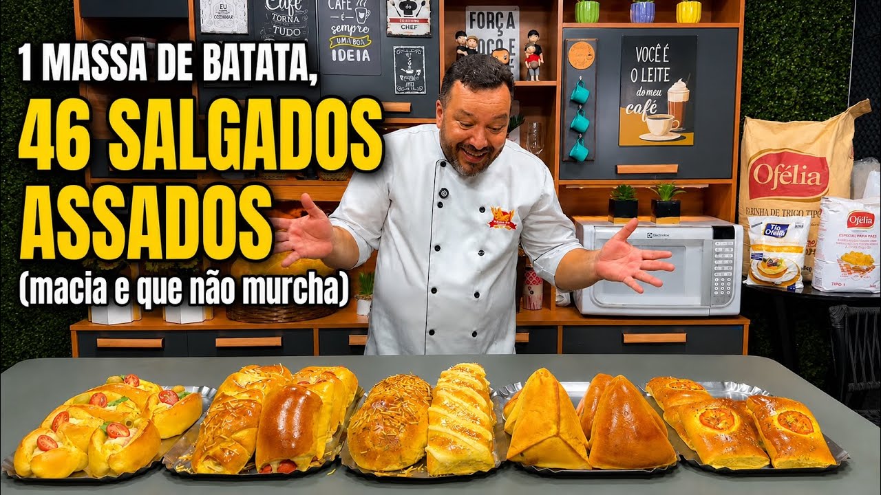 1 MASSA DE BATATA, 46 SALGADOS ASSADOS (macia e que não murcha)