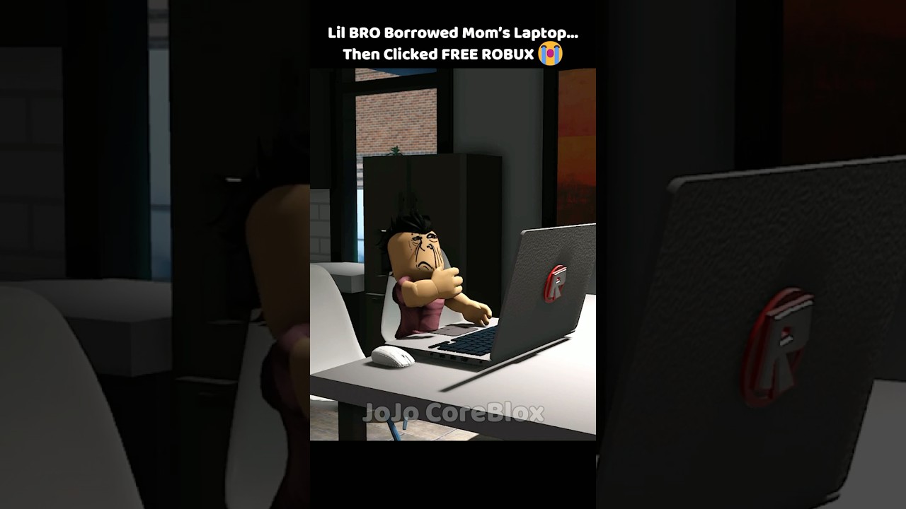 Lil BRO Got Mom’s Laptop HACKED for Free Robux 😭 #roblox #robloxanimation #robloxshorts #us