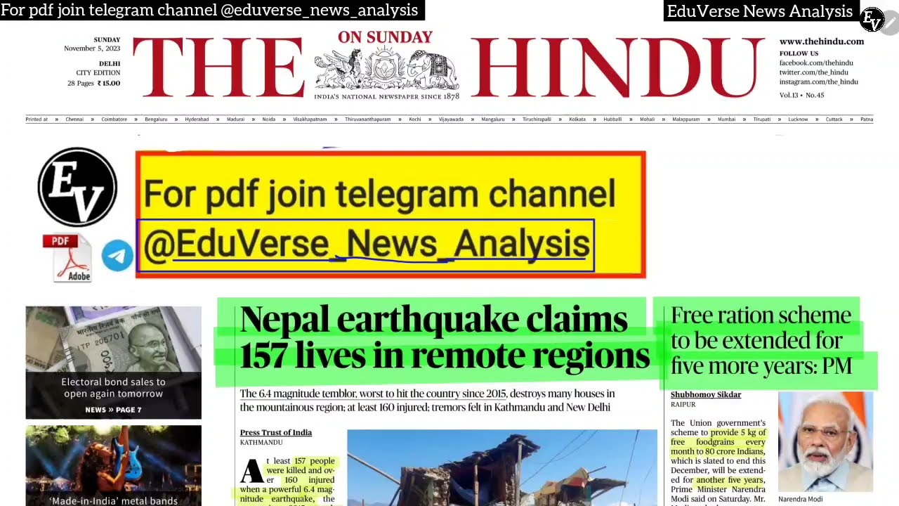 5 November 2023 | THE HINDU NEWSPAPER ANALYSIS ll 5 November 2023 Current Affairs Editorial Analysis