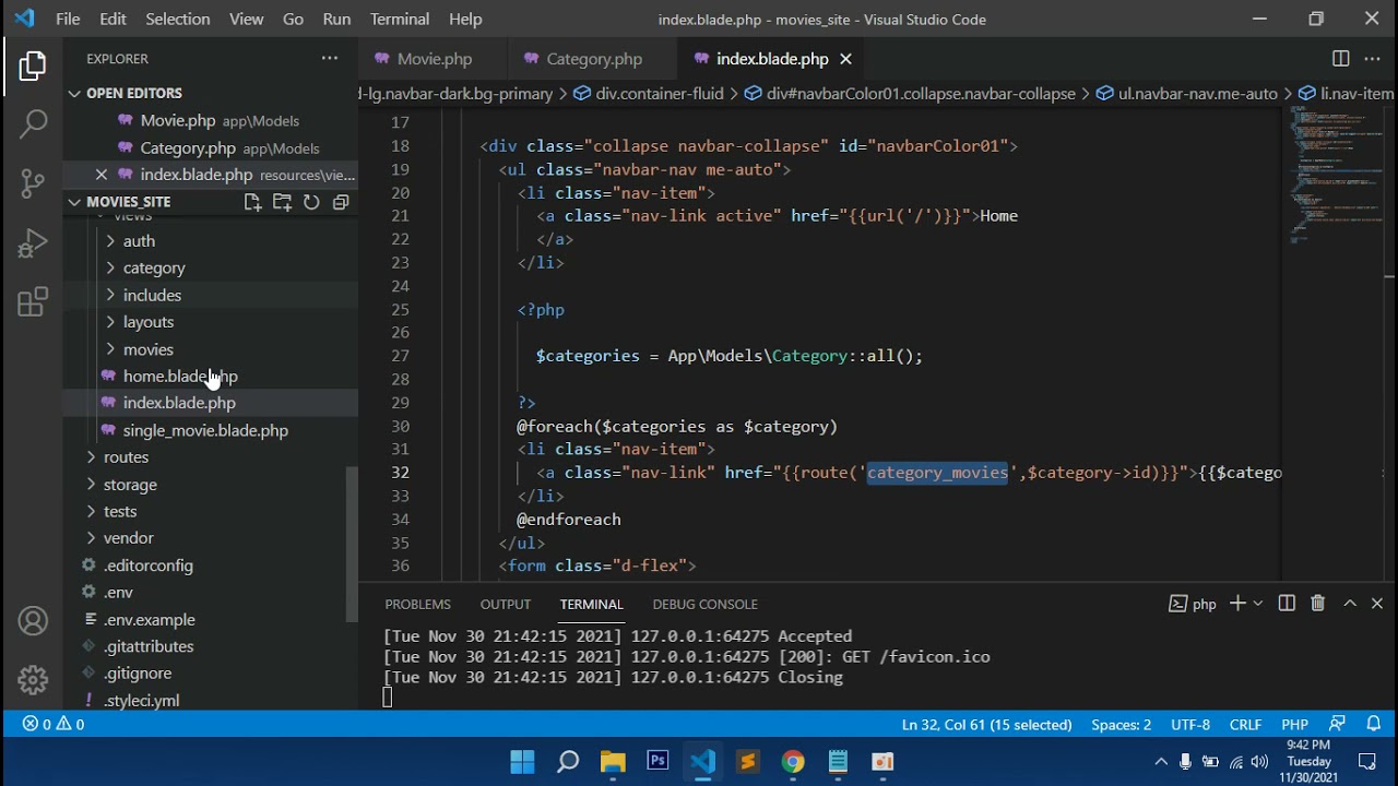 Relationship in Laravel || Movies Site Relationship || Laravel Tutorials || S.Q Web Development
