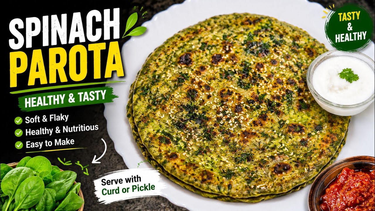 Soft & Healthy Spinach Paratha Recipe | Easy & Tasty Flavourful Palak Paratha Recipe 
