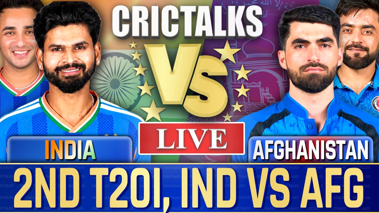 🔴 Live: IND vs AFG, 2ND T20I, IND VS AFG, Cricket Live Match Today, Live Score Commentary - 8 Over