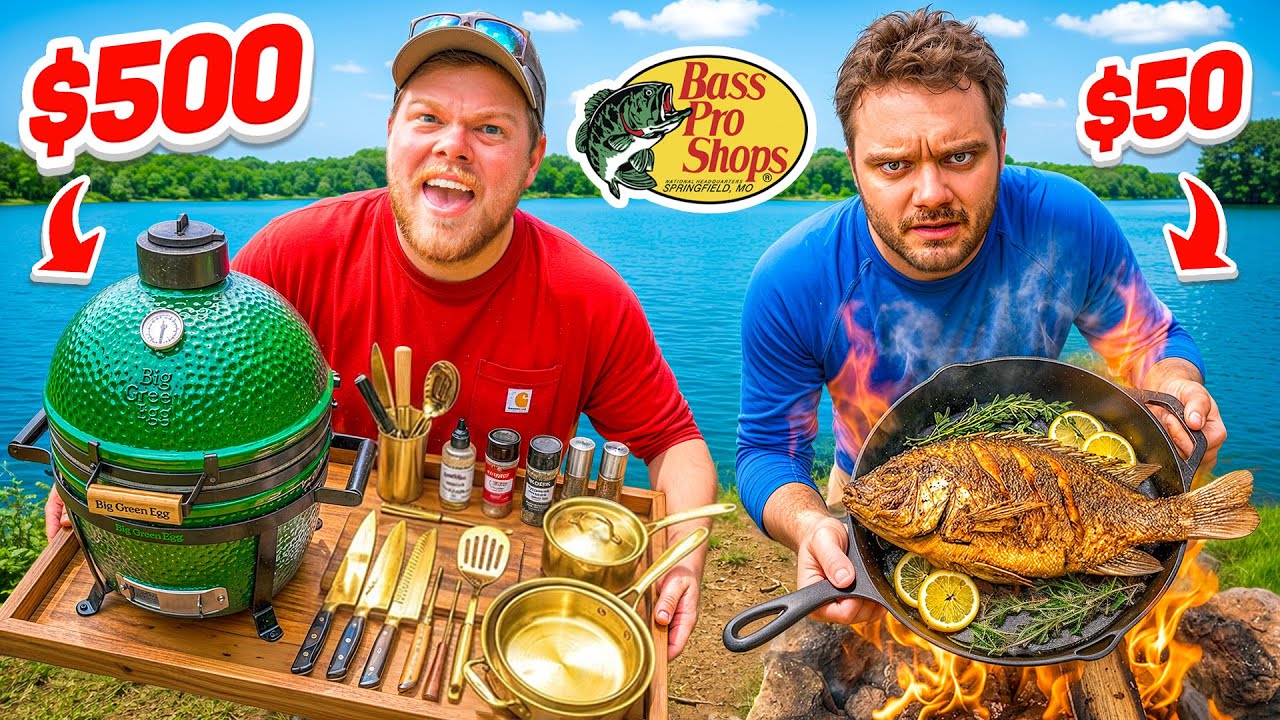 $500 VS $50 Bass Pro Shops Catch & Cook Fishing Challenge