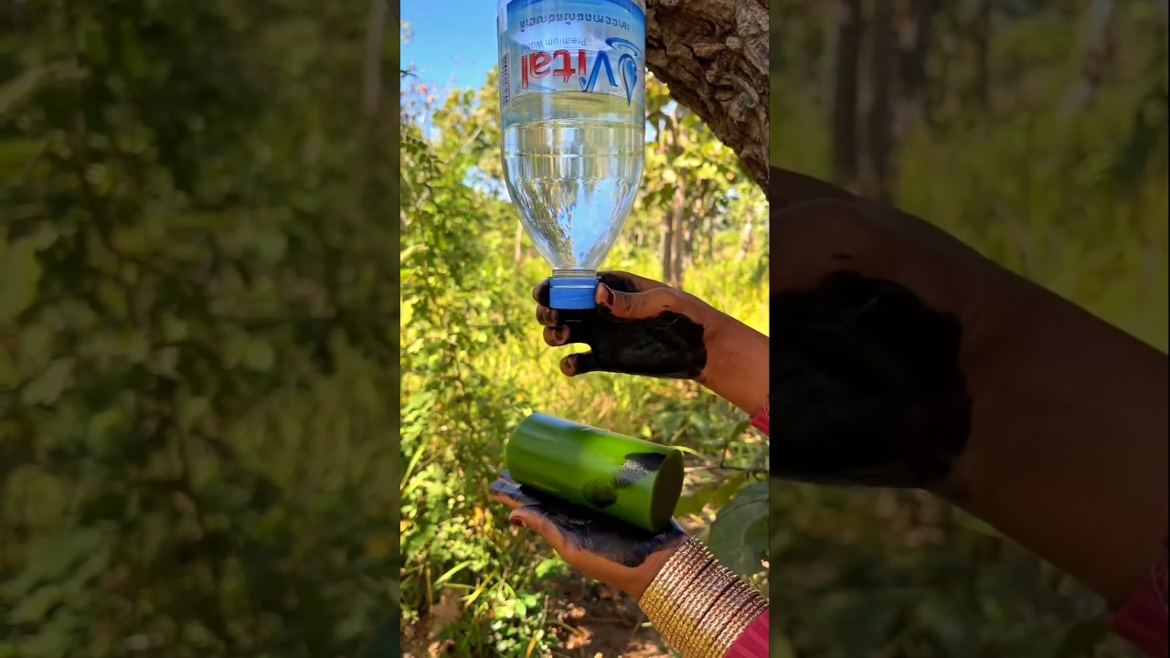 Survival Skills Mom Shows How to Make Soap and Water in forest #campping #outdoors #useful