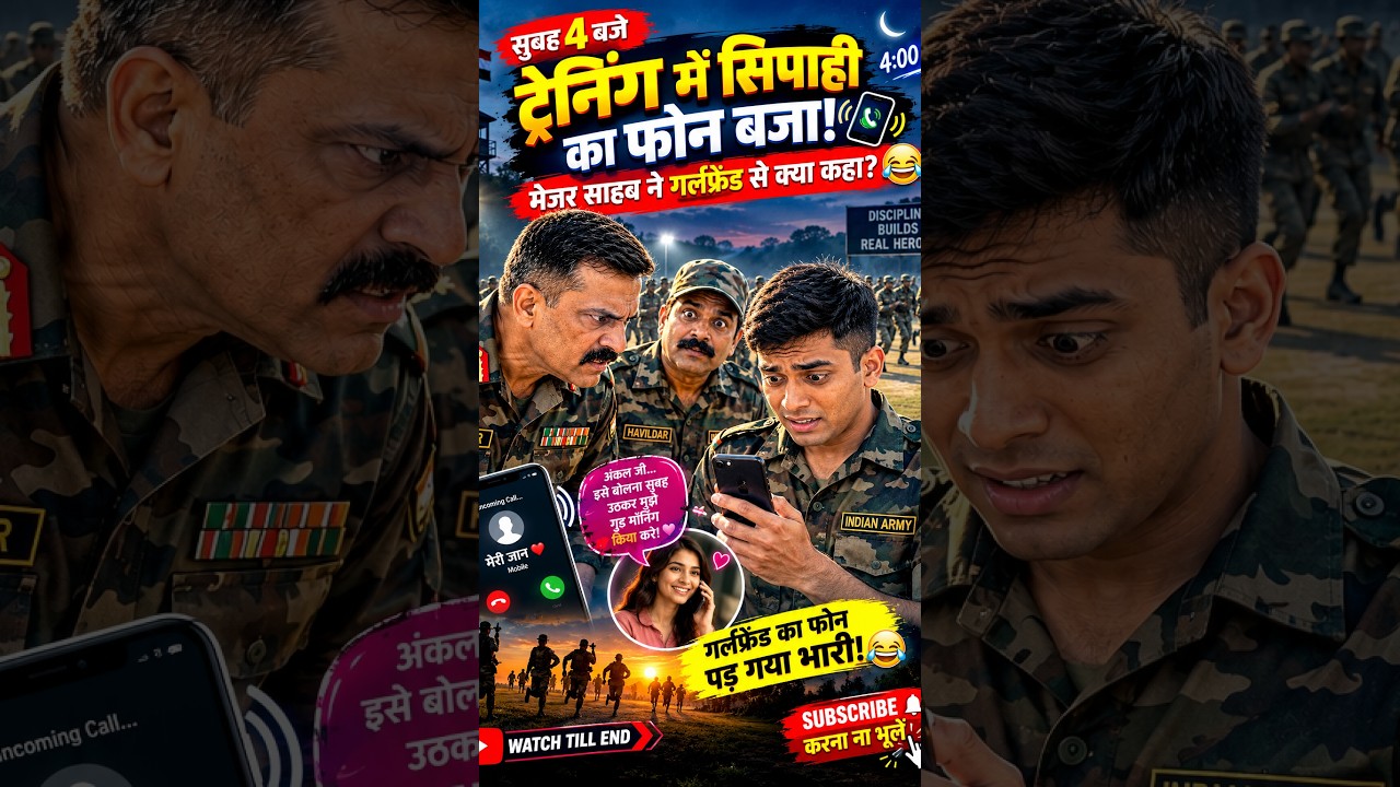 😱 सुबह 4 बजे ट्रेनिंग में सिपाही का फोन बजा! मेजर साहब ने गर्लफ्रेंड से क्या कहा? 😂🇮🇳#IndianArmy