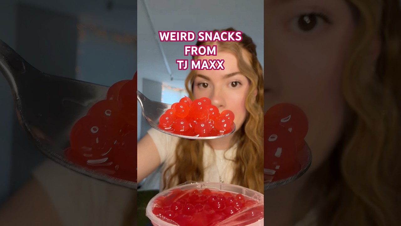 Trying weird and funky snacks from TJ Maxx 😏🍓🫘 #tjmaxx #snackhaul #tastetest #weirdfood #candy