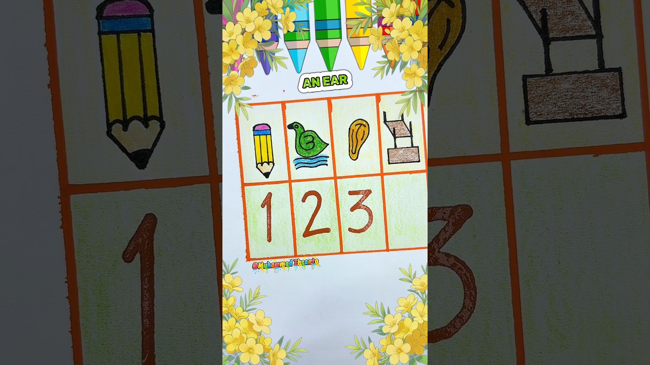 Learn Number 1 to 10 with Picture ✨🌈 #shorts #kids #kidslearning #preschool #learning