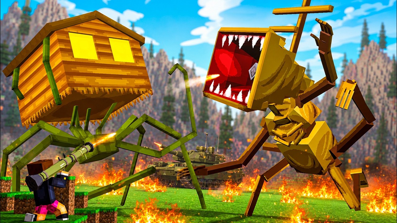HOUSE HEAD Vs MEGAHORN no MINECRAFT! ( Trevor Henderson )