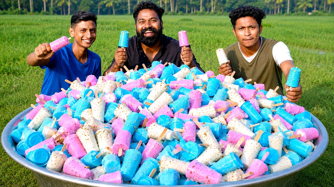 Kulfi Ice Cream Making in Village | Colorful Homemade Milk Kulfi Recipe | KULFI ICE | M4 Tech |