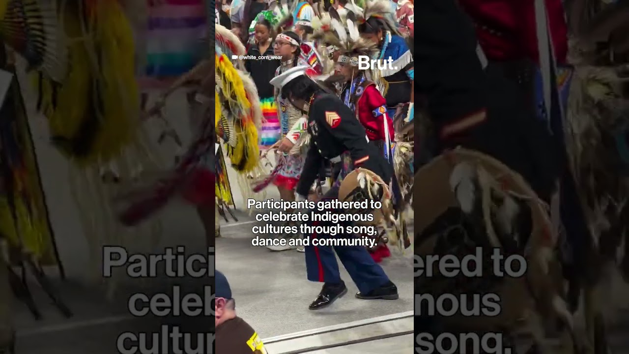A Native American Marine dances at the 2026 Black Hills Pow Wow.