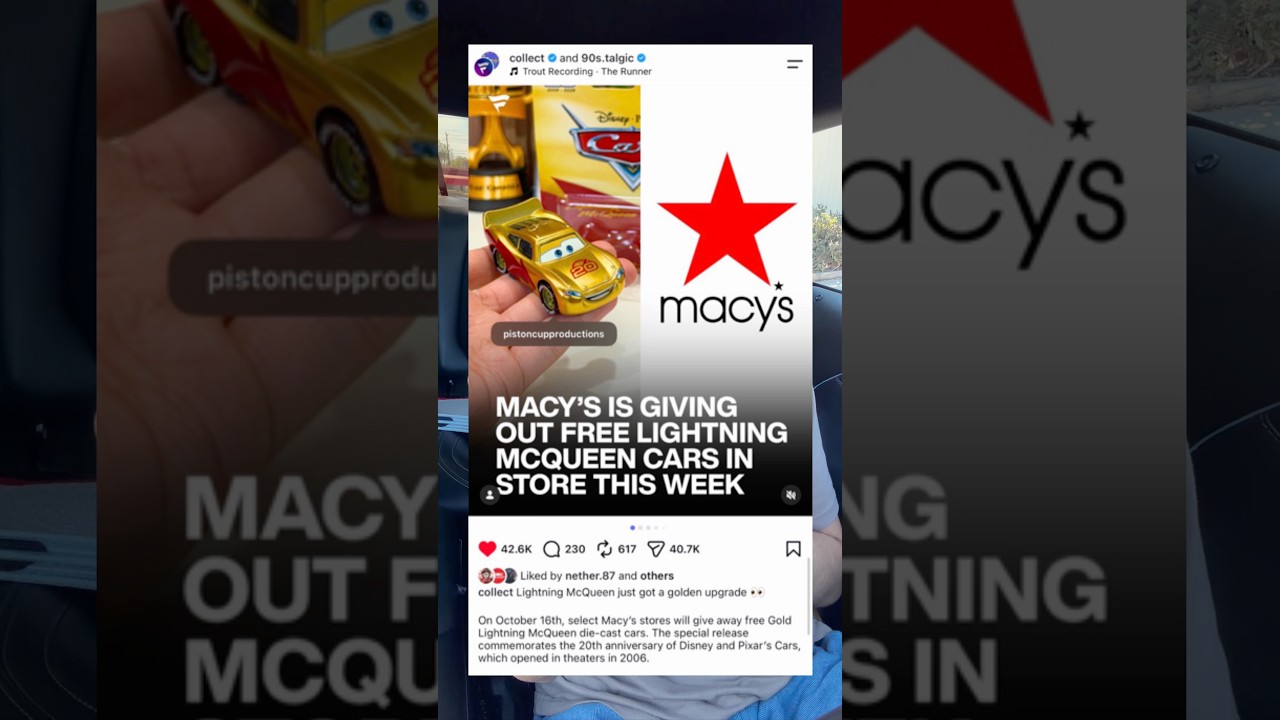 FREE 20th Anniversary Golden Lightning McQueen Diecast at Macy’s Toys R Us — A Total Disaster?