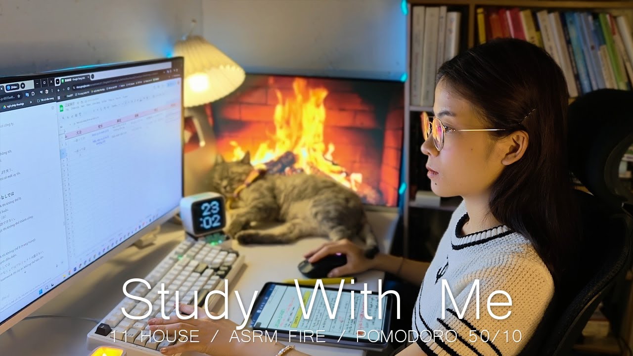 Study With Me 40/5 ⎪ Cozy Fireplace ASMR ⎪ Deep Focus & Winter Ambience