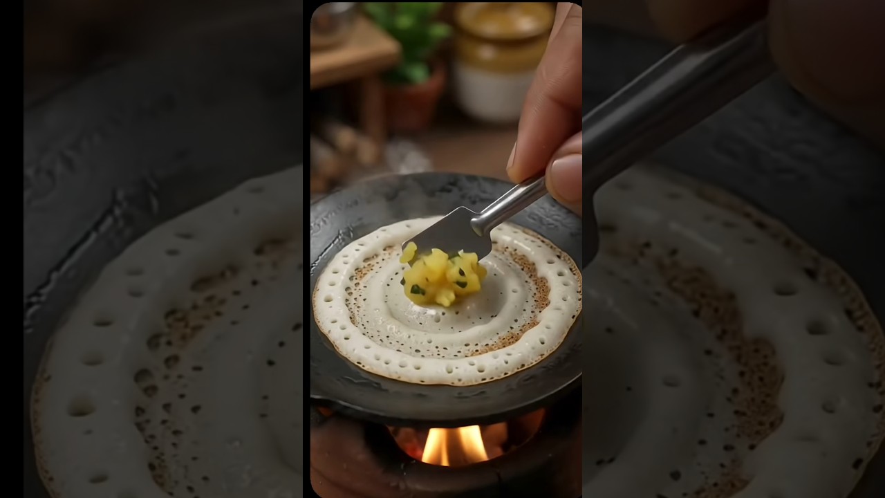 Crispy Miniature Masala Dosa ASMR | Tiny Food Cooking Sounds (No Talking) 🍳